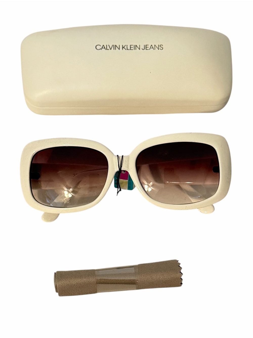 Calvin Klein Jeans Sunglass Case White Oversized Square Gradient 3564 Sunglasses